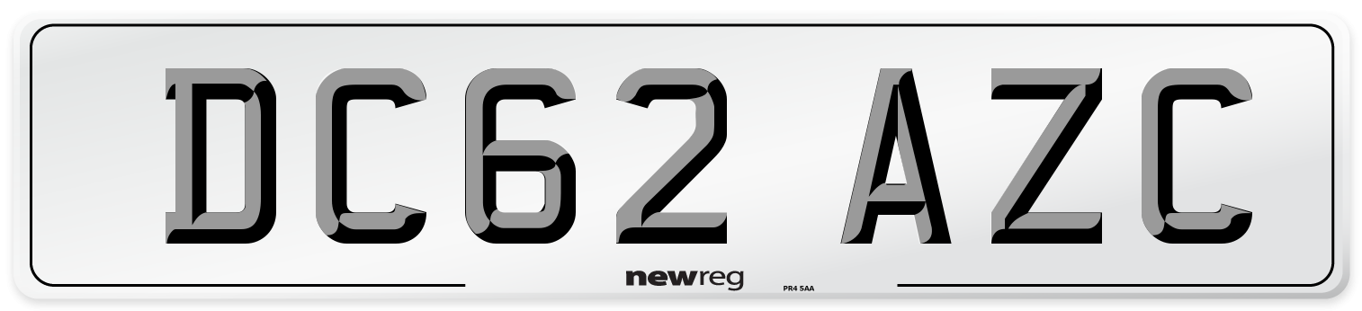 DC62 AZC Number Plate from New Reg